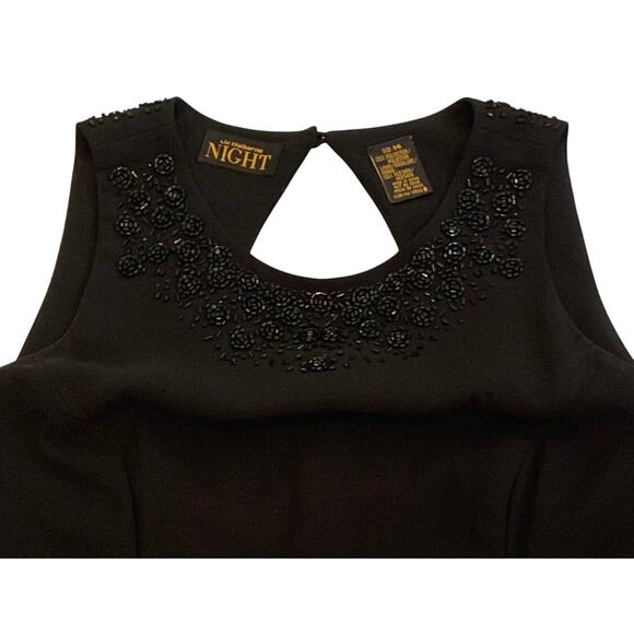 Liz Claiborne Night Womens Long Black Beaded Evening Gown Size 10-? Labeled 14 - Picture 3 of 16